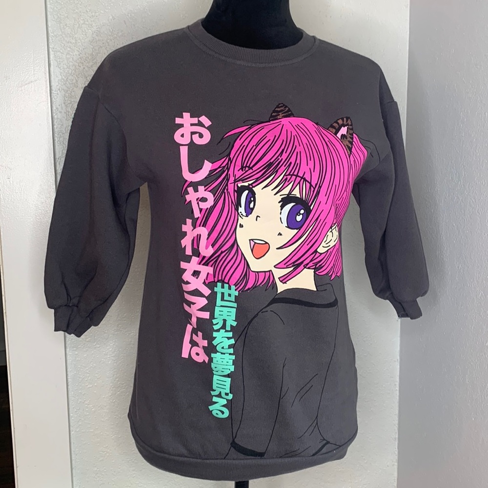Zara Anime Graphic Sweatshirt Size 8 Kawaii Japanese Manga Y2K